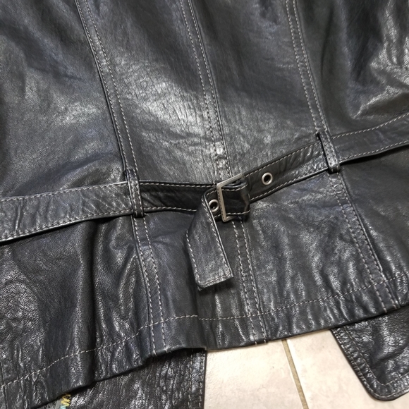 Black Danier Fitted Leather Jacket, Size XS - Picture 9 of 12
